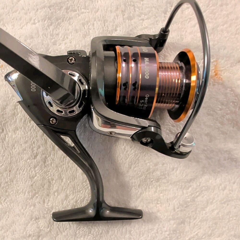 Plusinno HA 3000 Fishing Reel, New Without Box. Orange Gray.